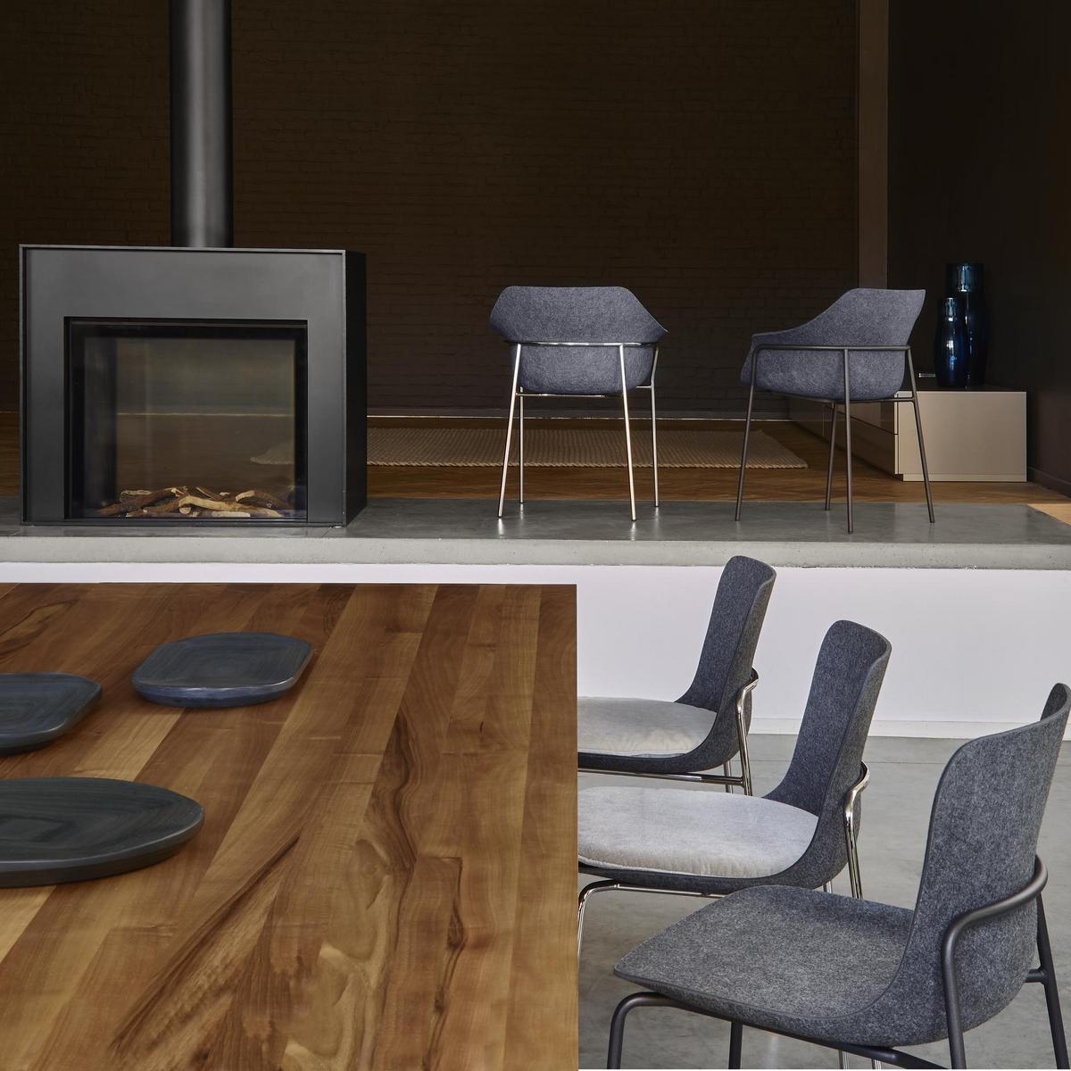 ETTORIANO Felt chair with armrests