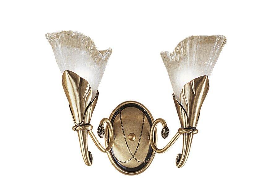 CREAMY 315/A2 Antique Brass wall light with white glass