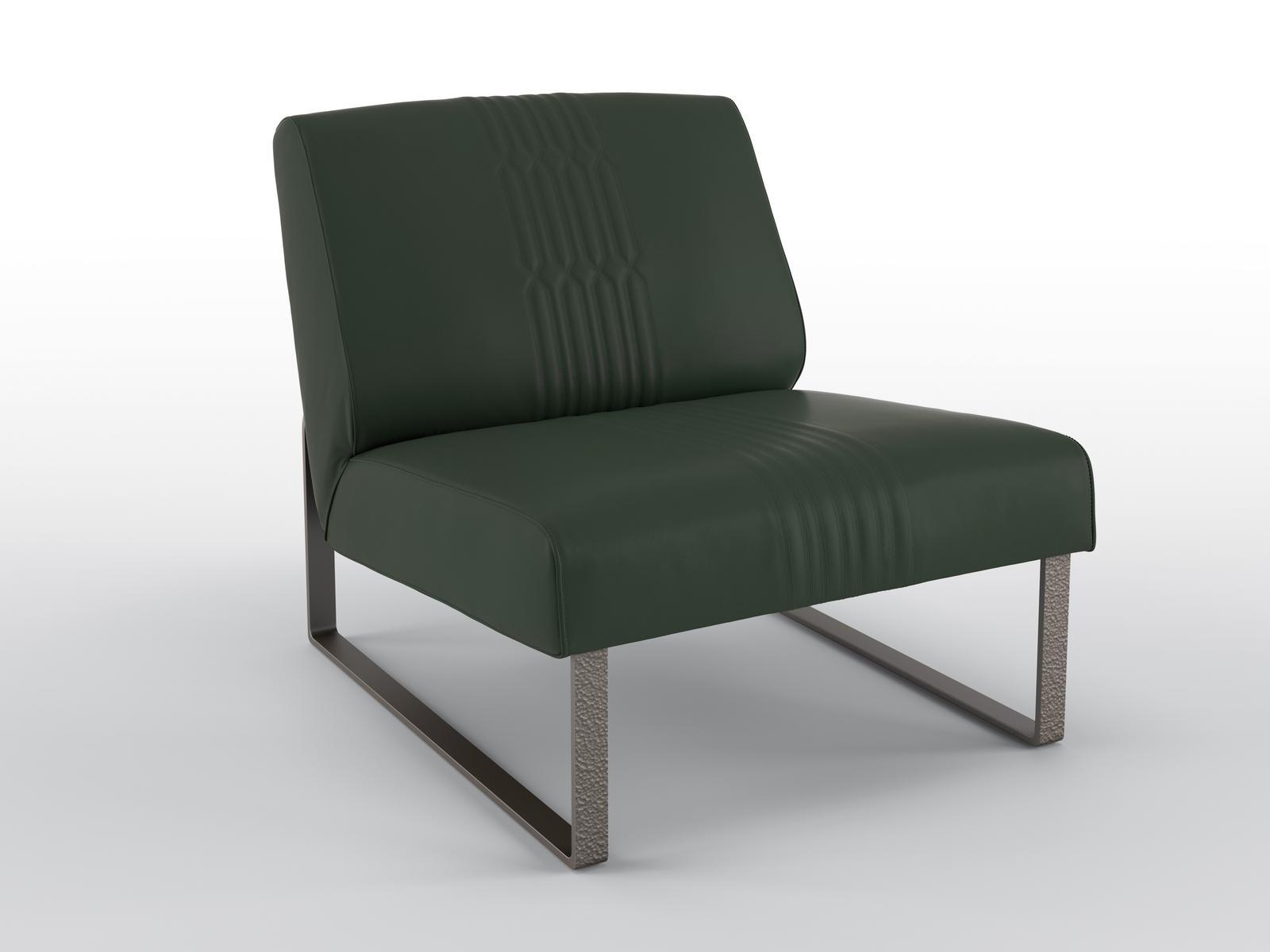 PANDORA Leather armchair and metal base