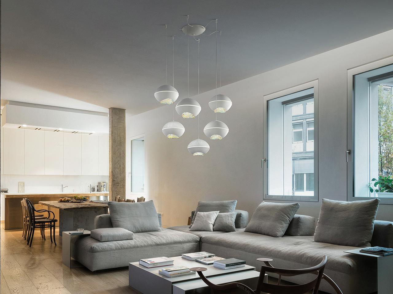 BLINK S6 LED powder coated aluminium pendant lamp with Swarovski® Crystals