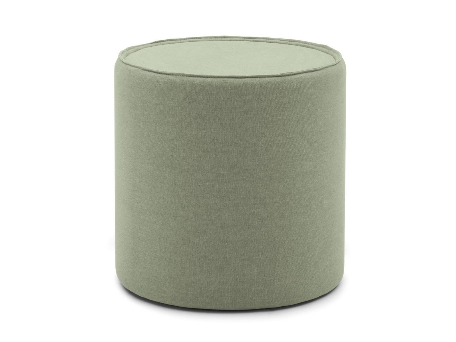 EDITH Upholstered round fabric pouf