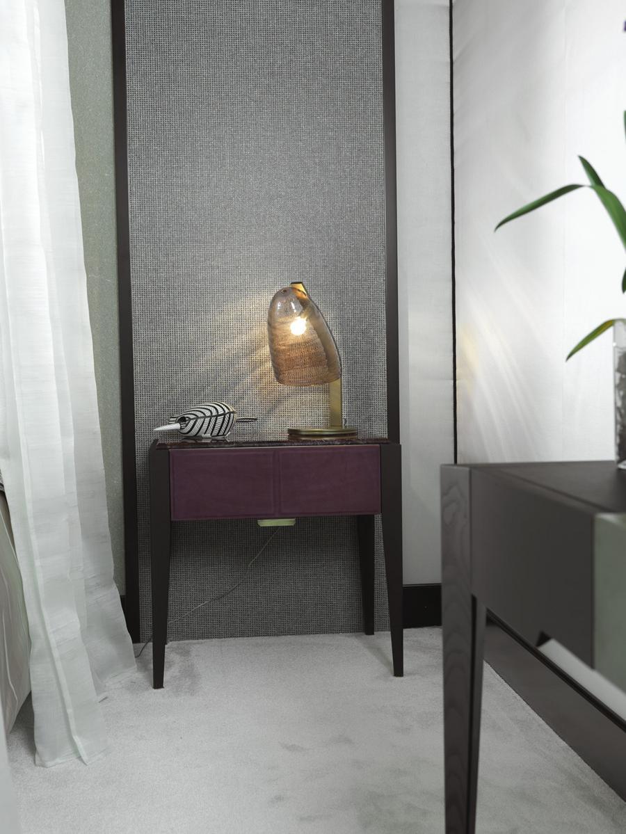 LEPANTO Rectangular wooden bedside table with drawers