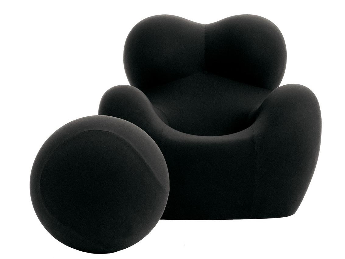 SERIE UP 2000 Upholstered fabric armchair with footstool