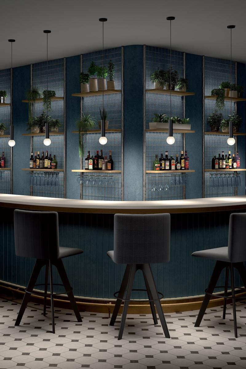 MIST Glass and steel pendant lamp