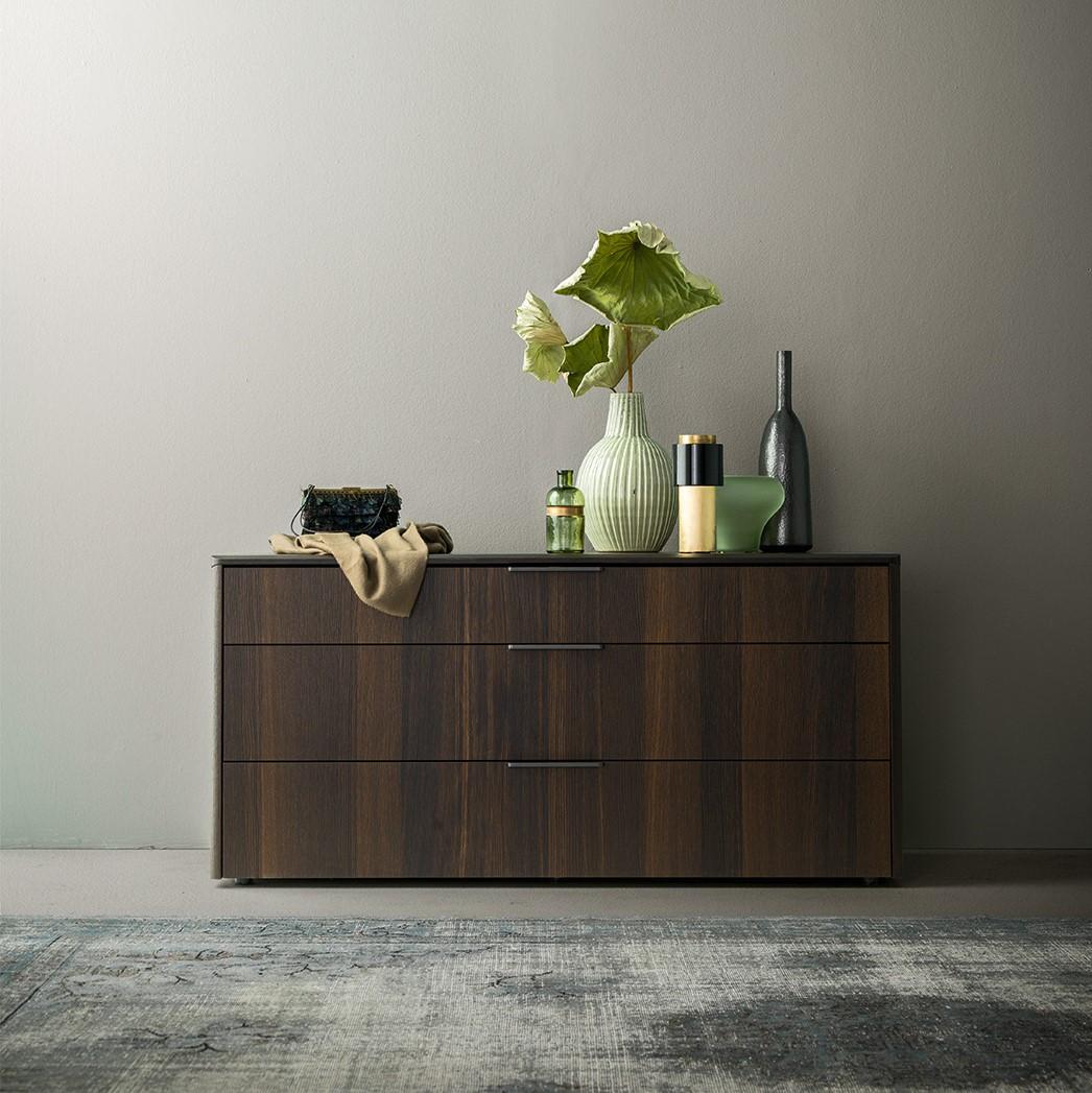 TIMELESS Rectangular melamine chest of drawers with integrated handles