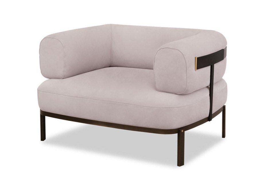 BELT Leather armchair with armrests