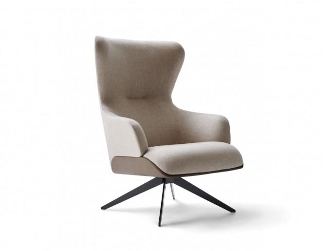 KENSINGTON Wing fabric armchair with armrests