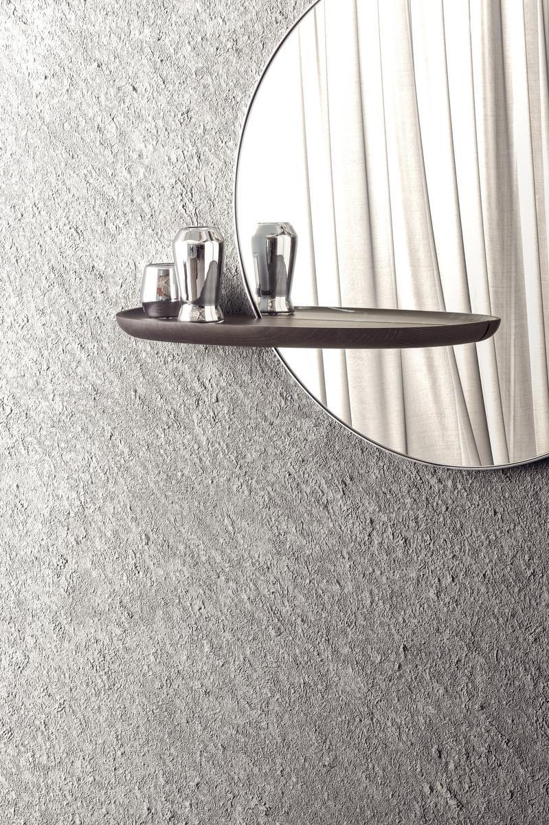 CONTRALTO Round wall-mounted mirror with shelf