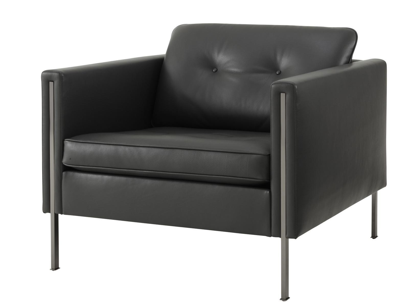 ANDY Leather armchair with armrests