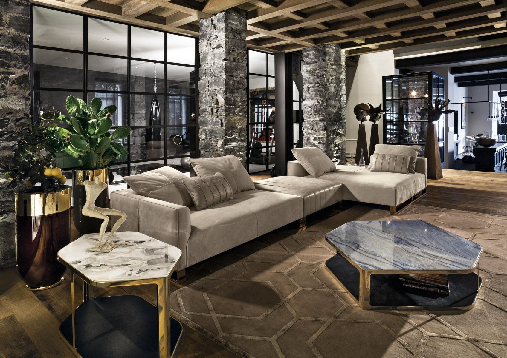 TILES Octagonal glass coffee table