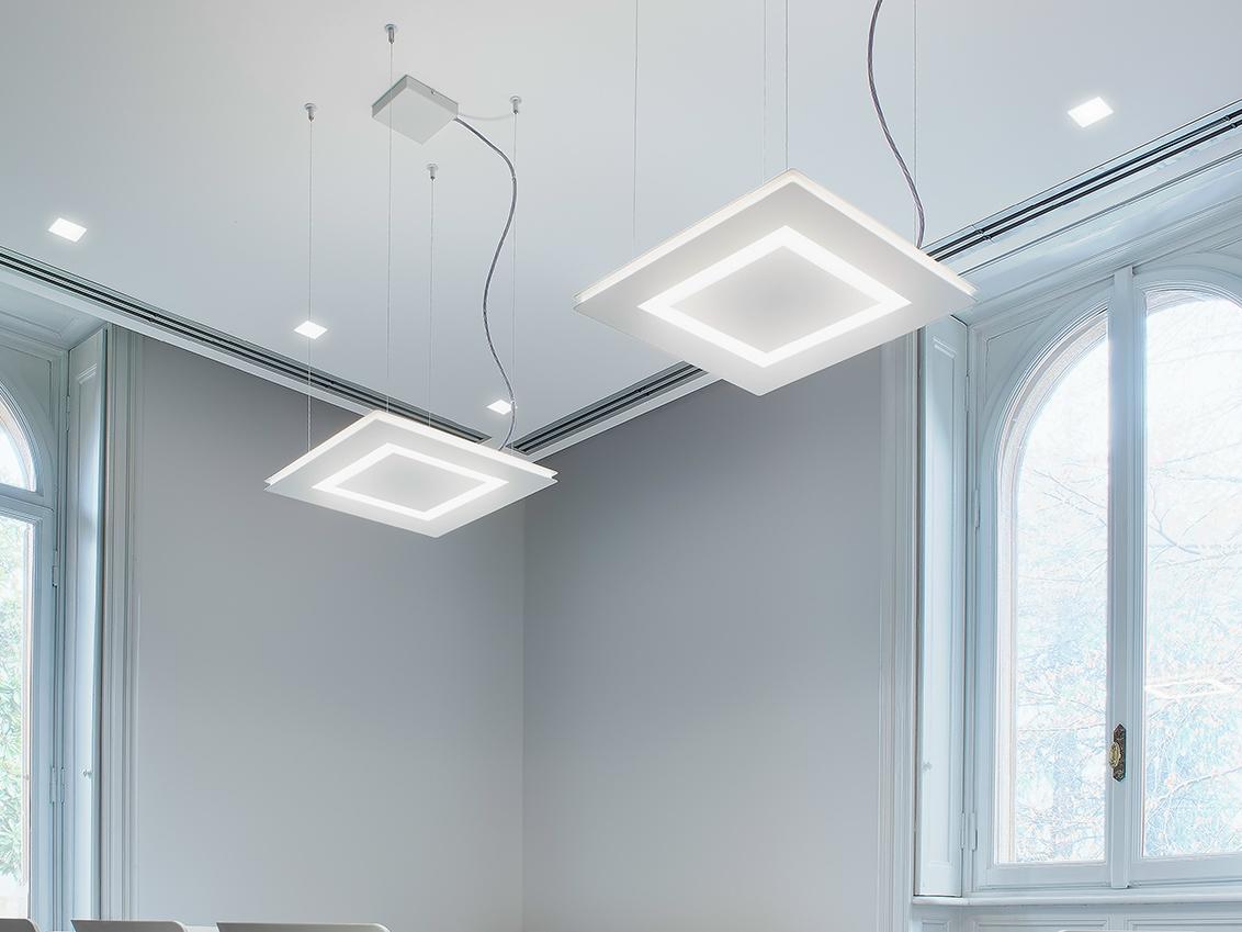 FLAT Direct-indirect light metal pendant lamp