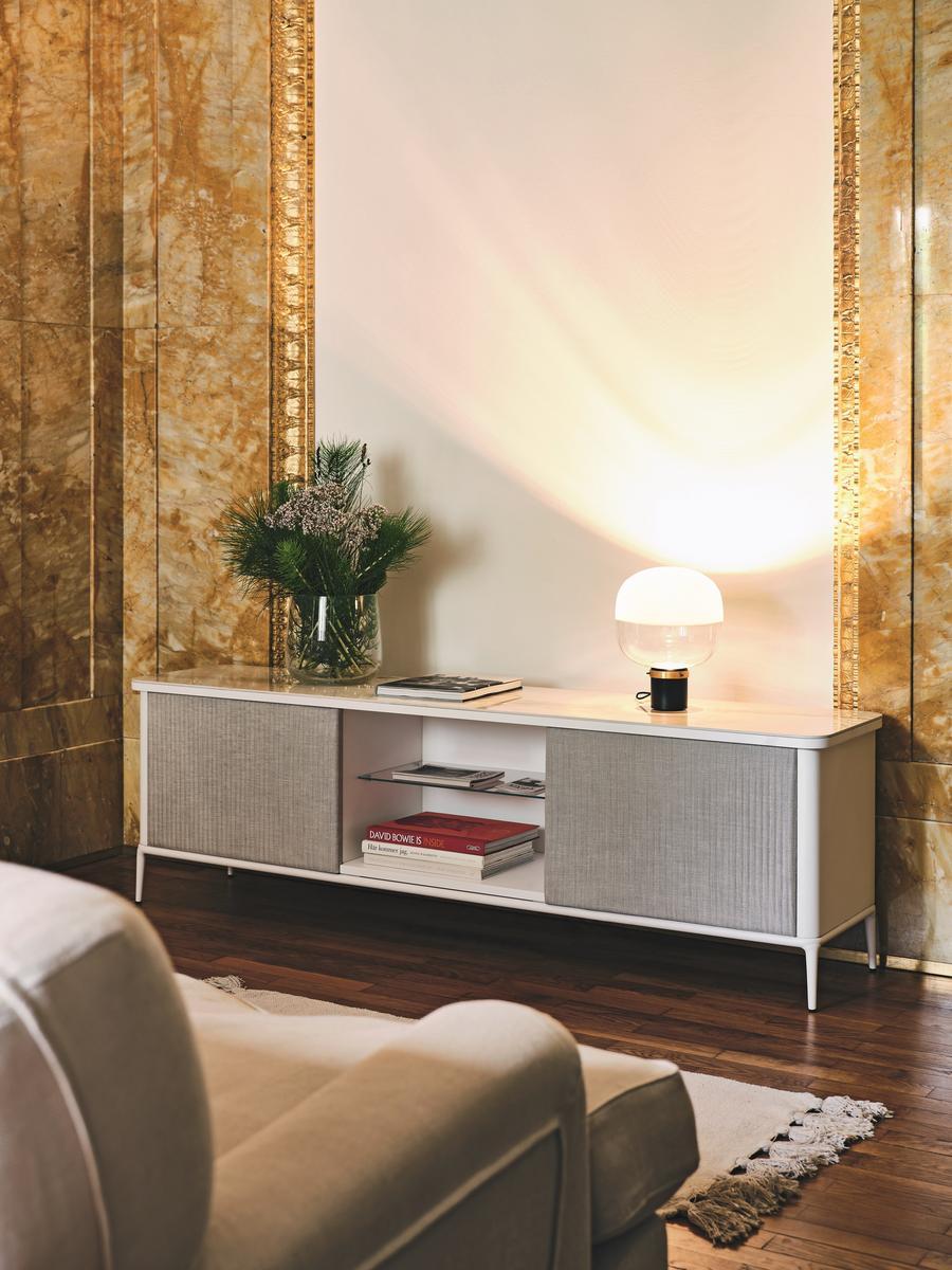 LEA Wooden sideboard with hinged doors and ceramic top
