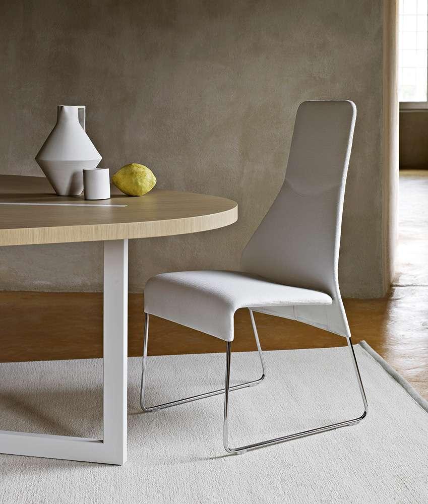 LAZY '05 Sled base high-back fabric chair