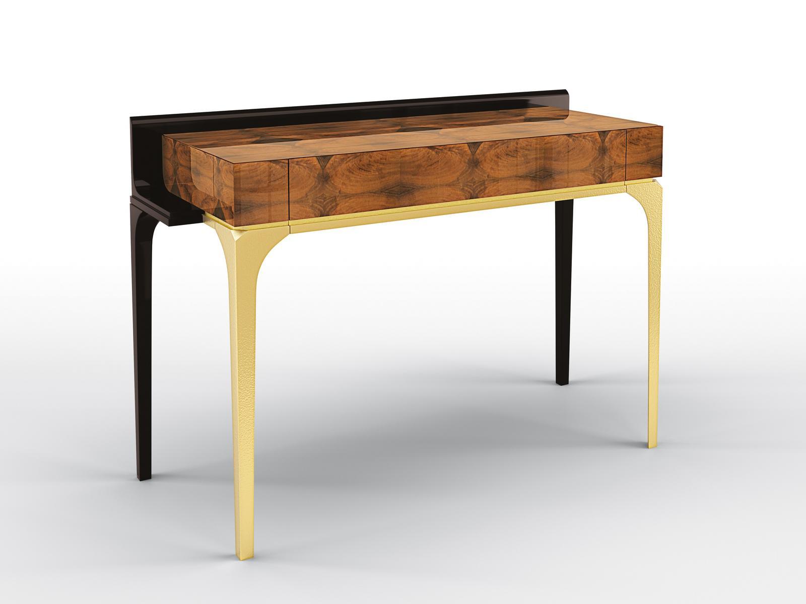 WANDA Rectangular walnut console table with drawer