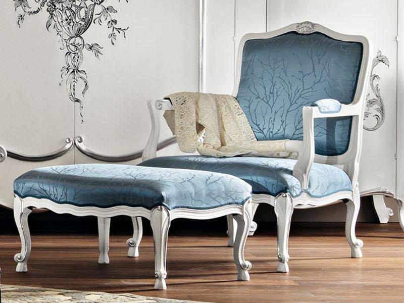 11521 Upholstered armchair with footstool