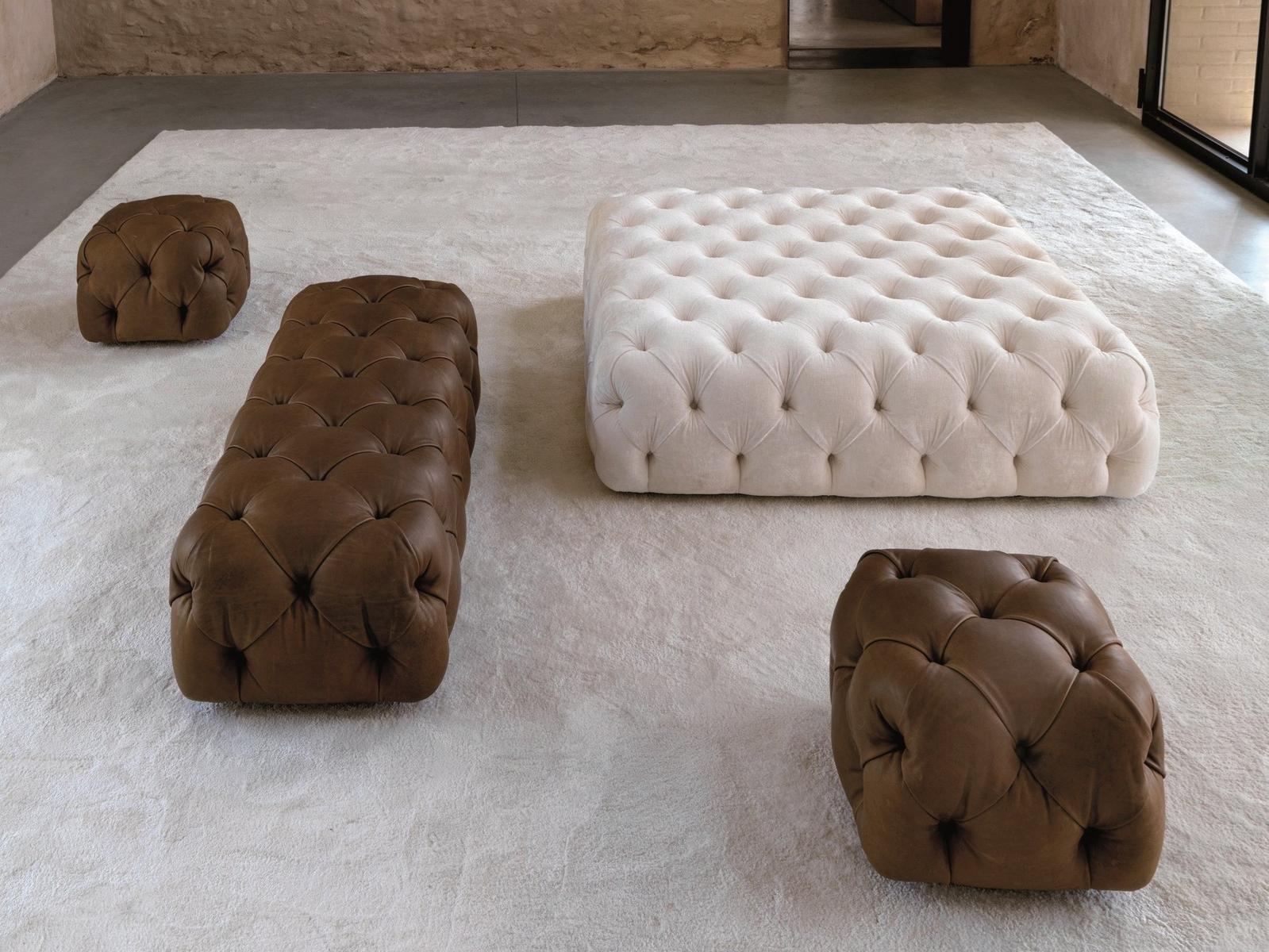 ROLLKING Square leather pouf