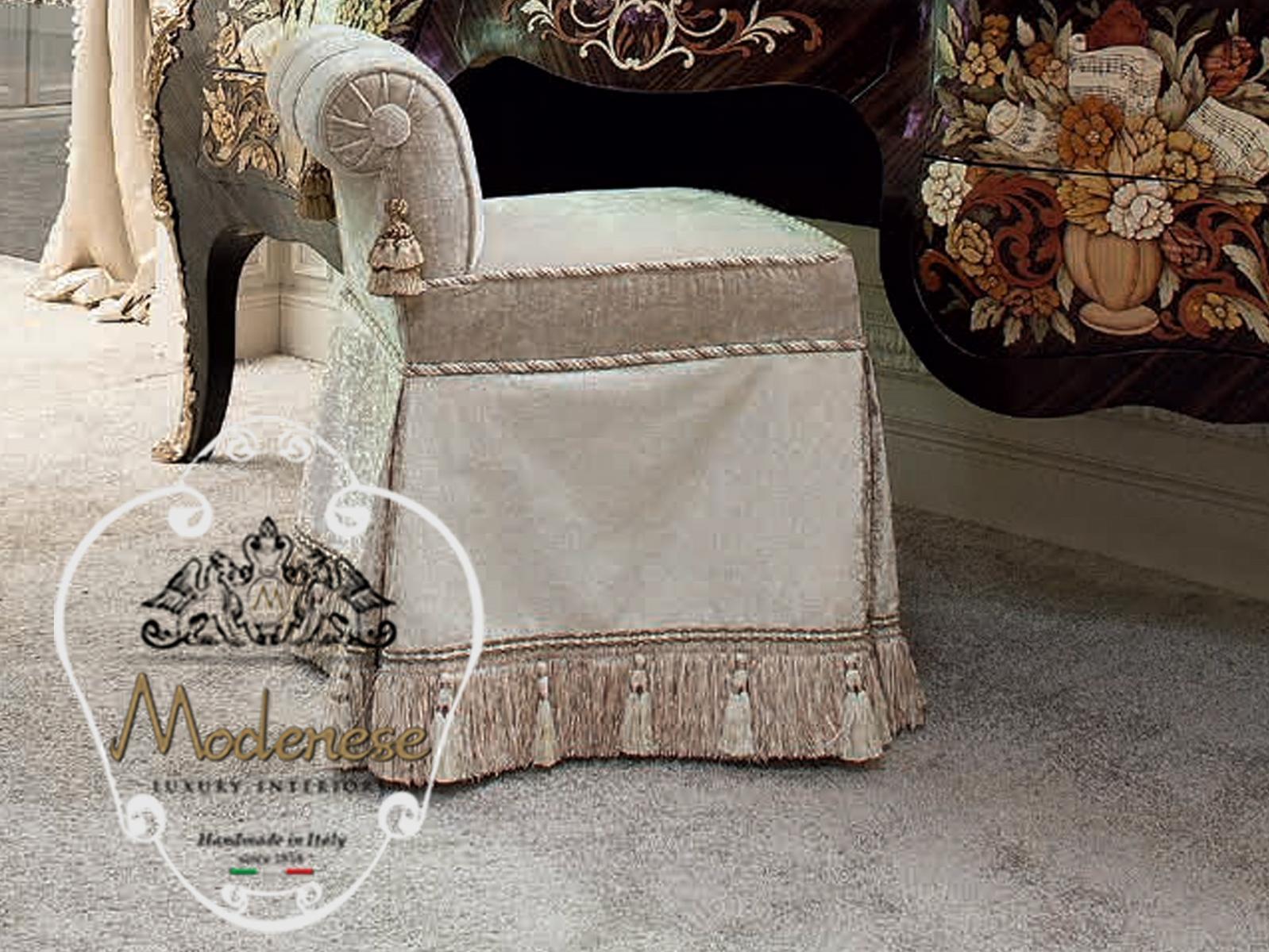 14515 Low upholstered fabric stool