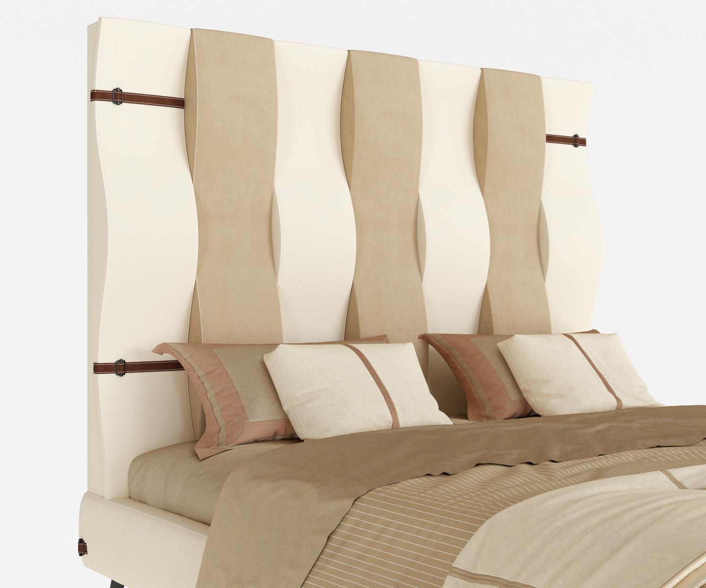 OLA Leather bed with high headboard