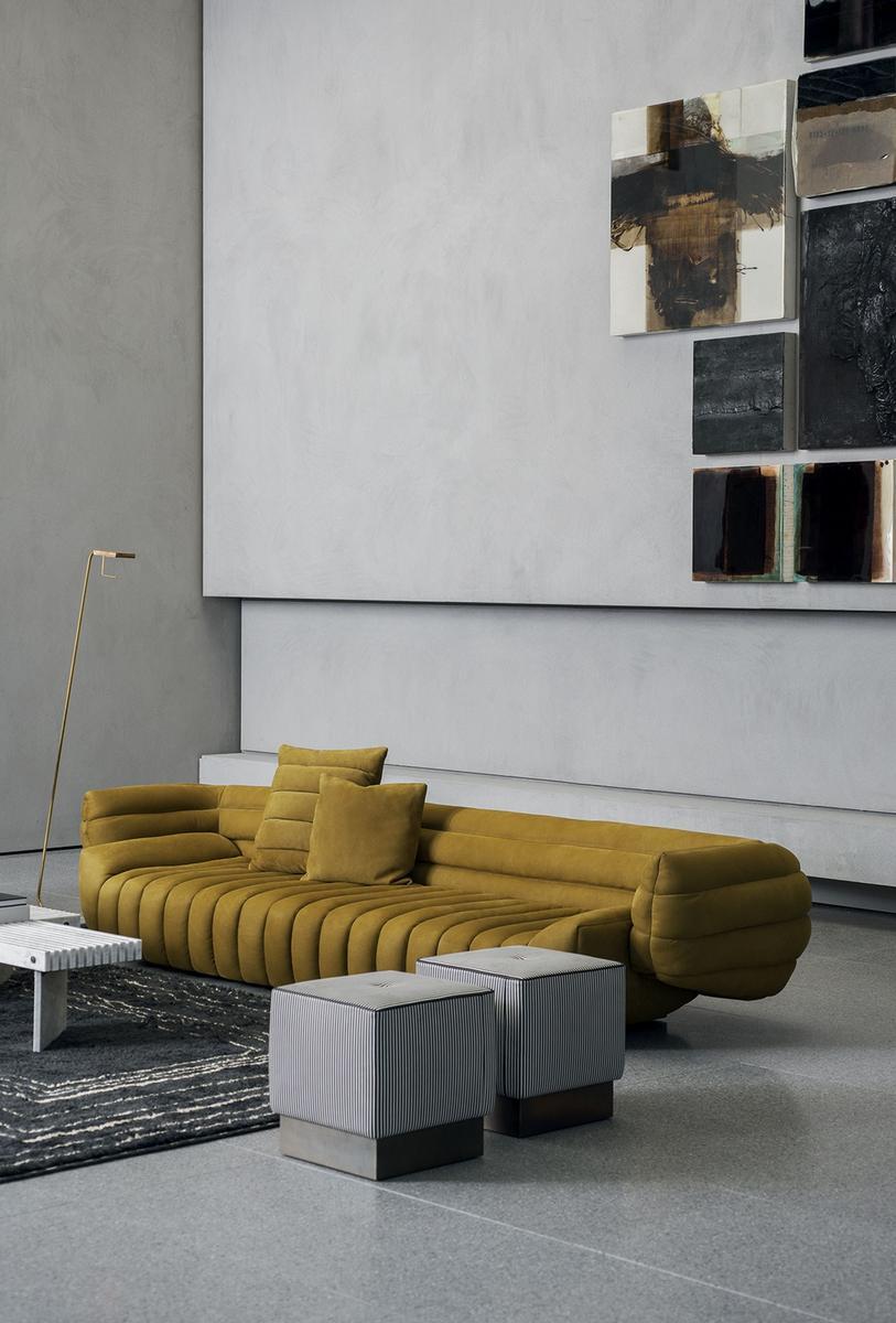 ANAIS Square leather pouf