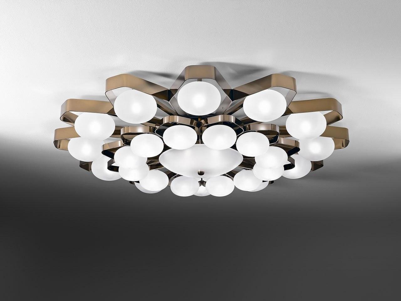 TEO Direct light satin glass and metal ceiling light