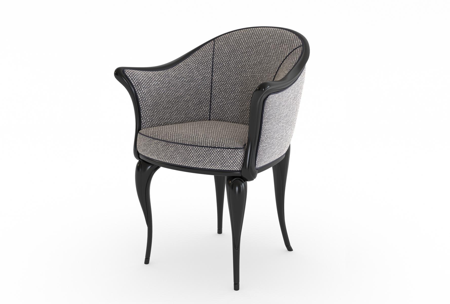 VANESIO Wooden and fabric chair with armrests