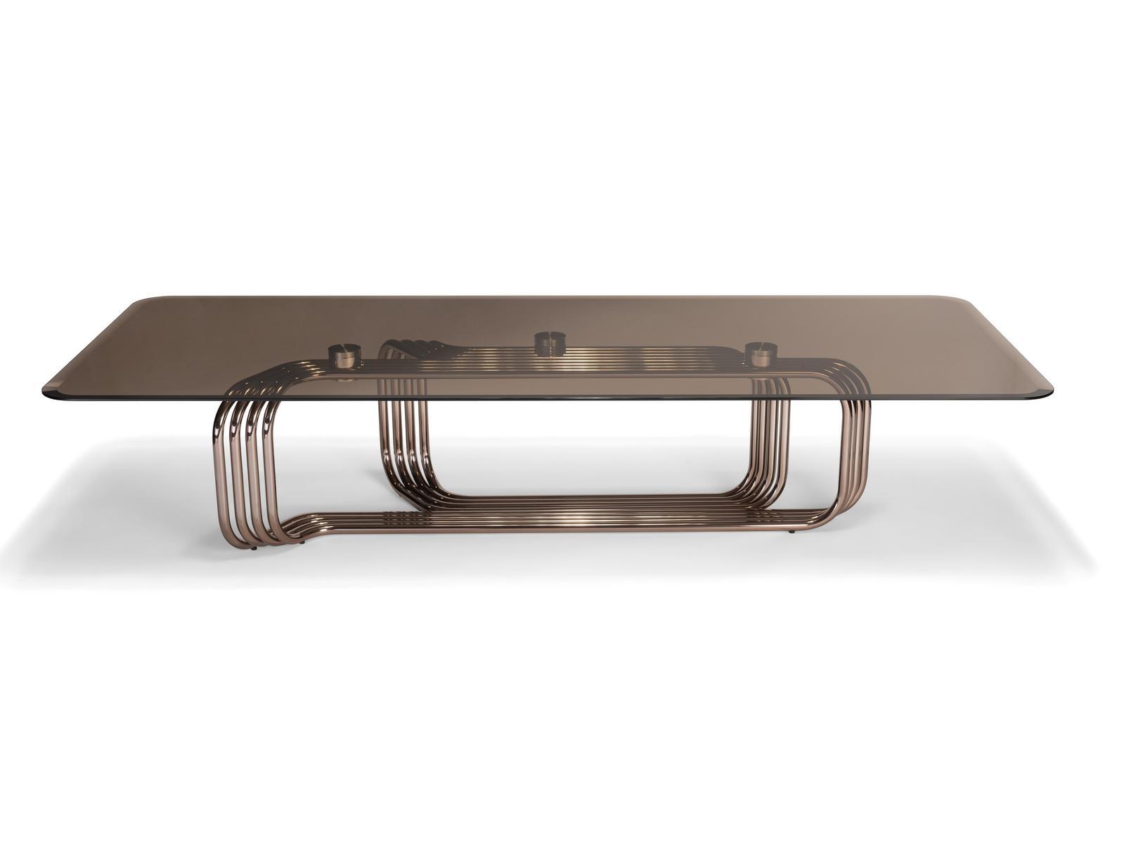 VINCENT Low rectangular glass coffee table