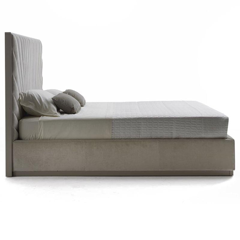 ELLIOT Fabric bed with upholstered headboard