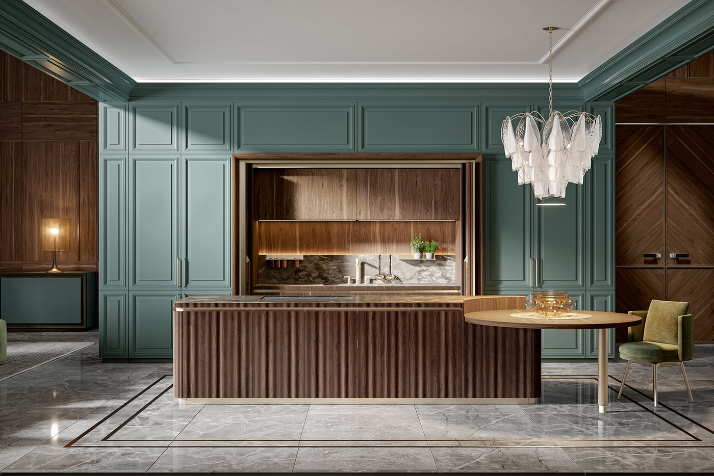 Lacquered kitchen without handles Old Line Glamour