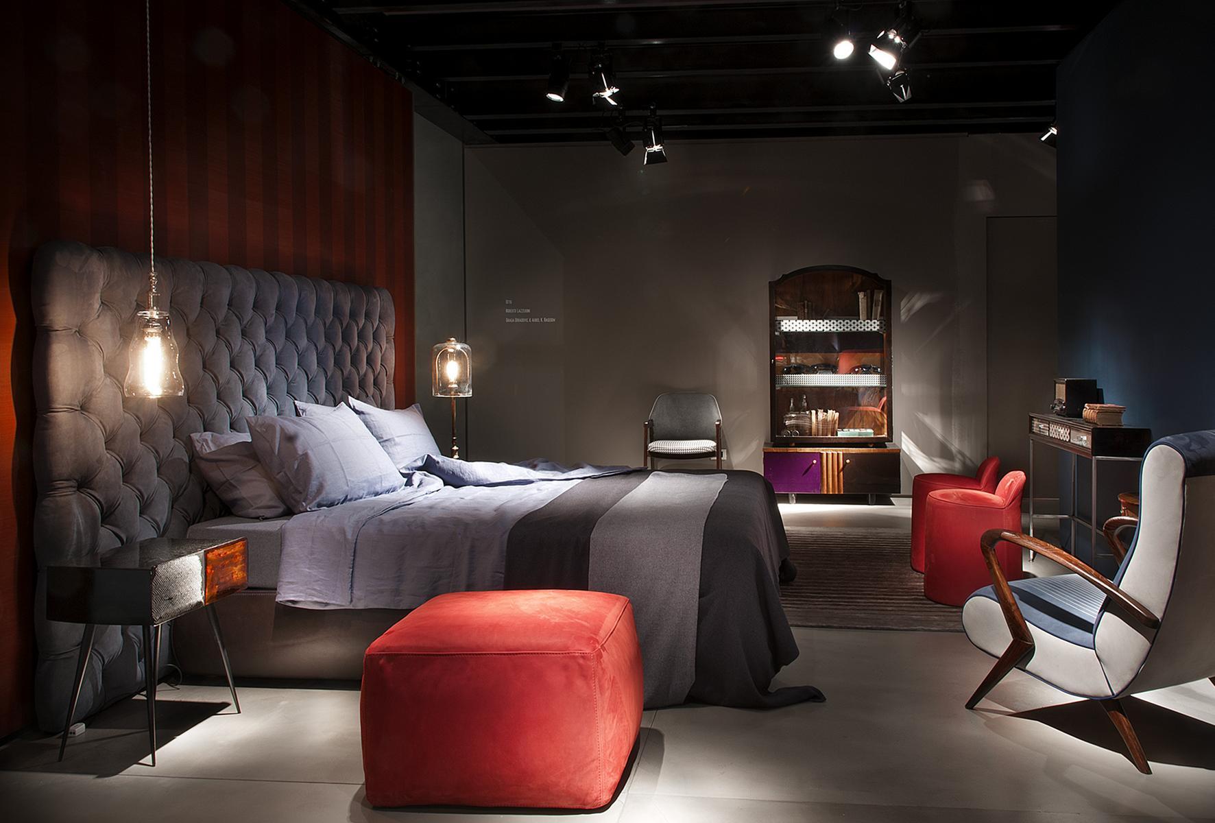 HEAVEN Leather double bed with tufted headboard