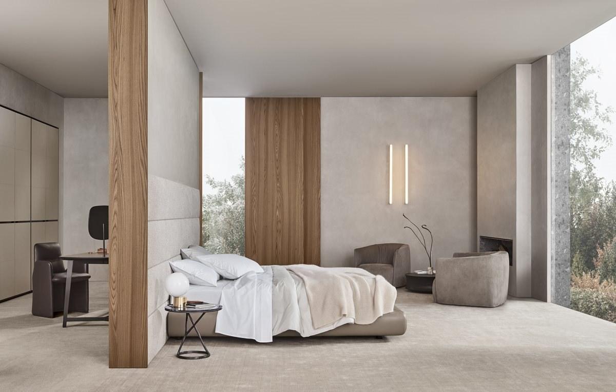 DREAM Upholstered double bed with high headboard