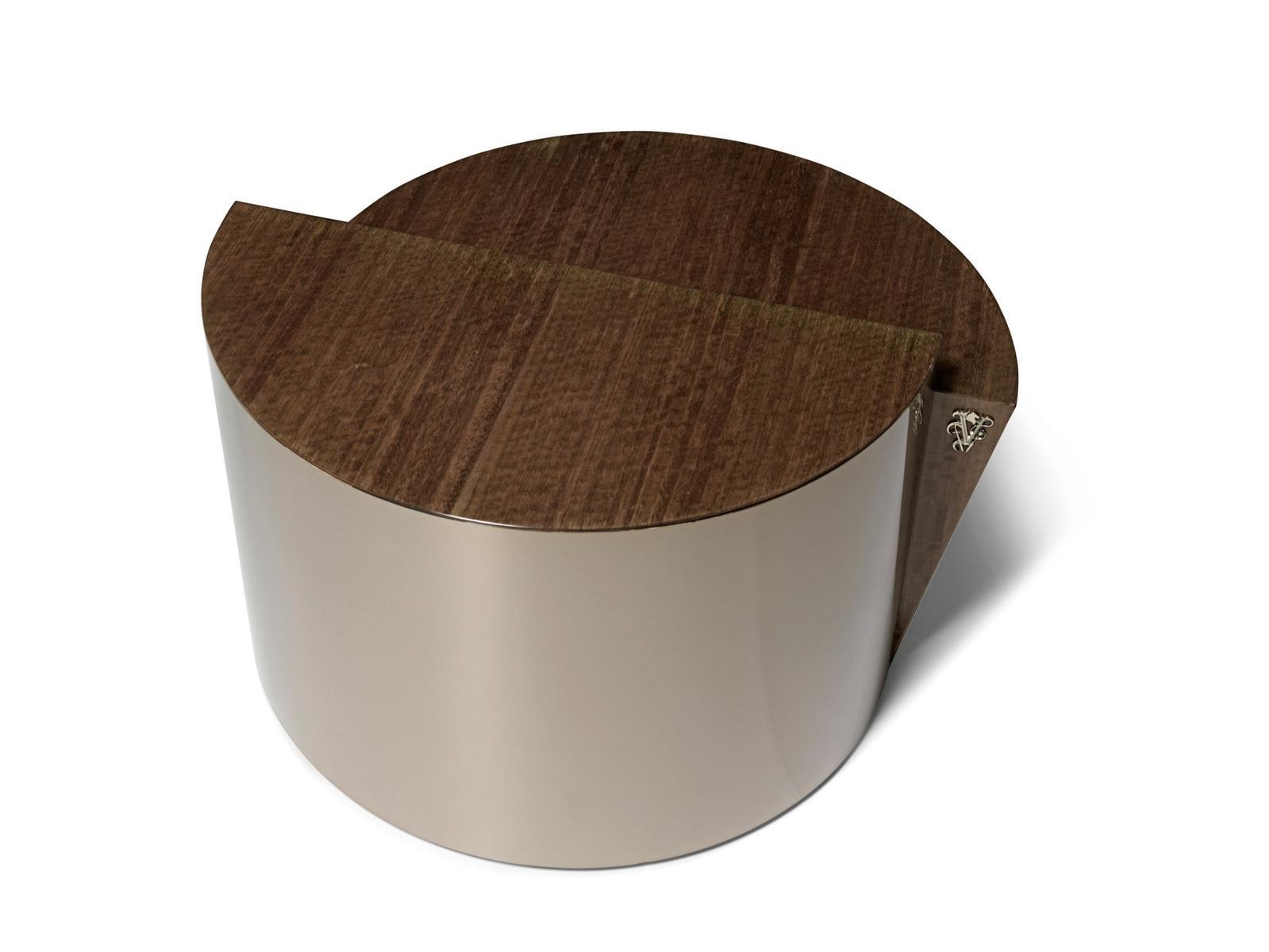 CYBORG Round steel and wood coffee table