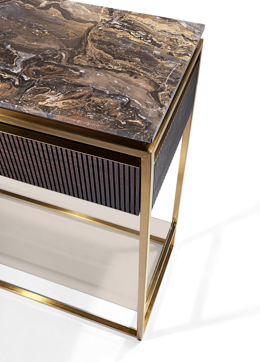 BANNER Rectangular marble console table with drawers