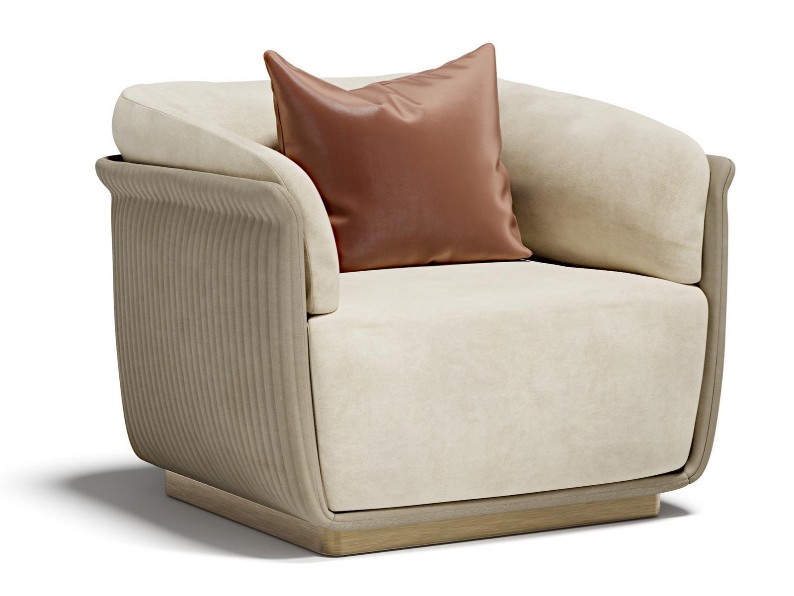 ALLURE Upholstered fabric armchair with armrests