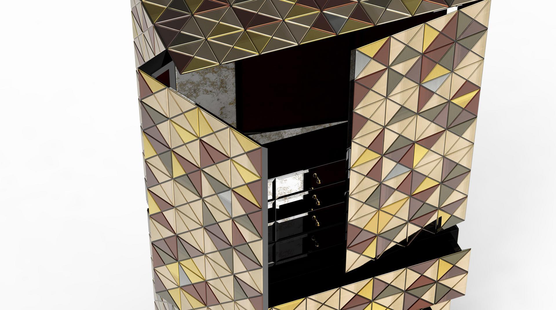 PIXEL ANODIZED Aluminium highboard with doors
