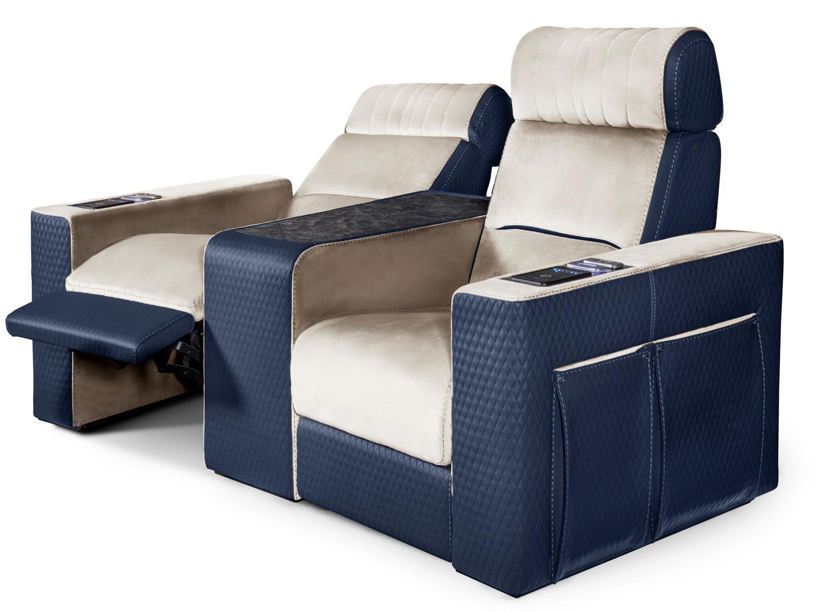 DUSTIN Home Theater velvet and leather armchair