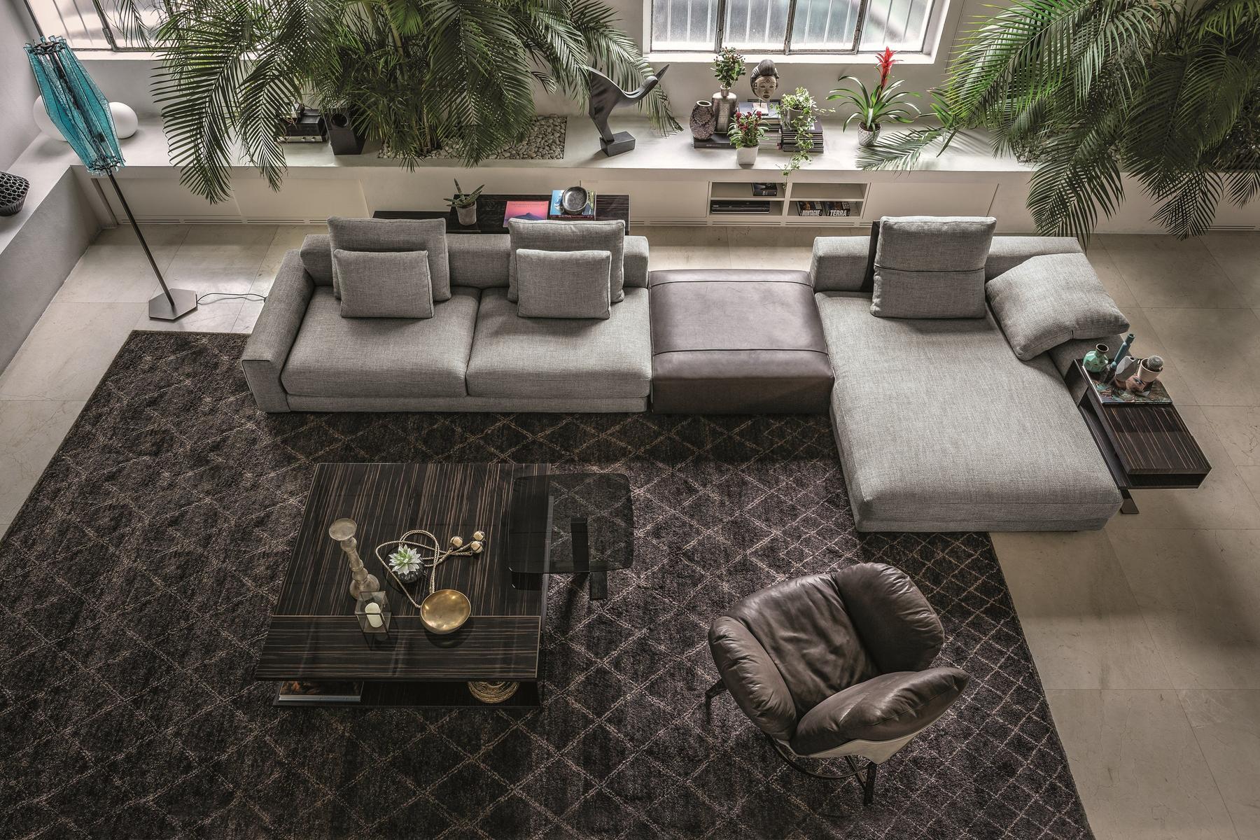 ATLAS Fabric sofa with chaise longue