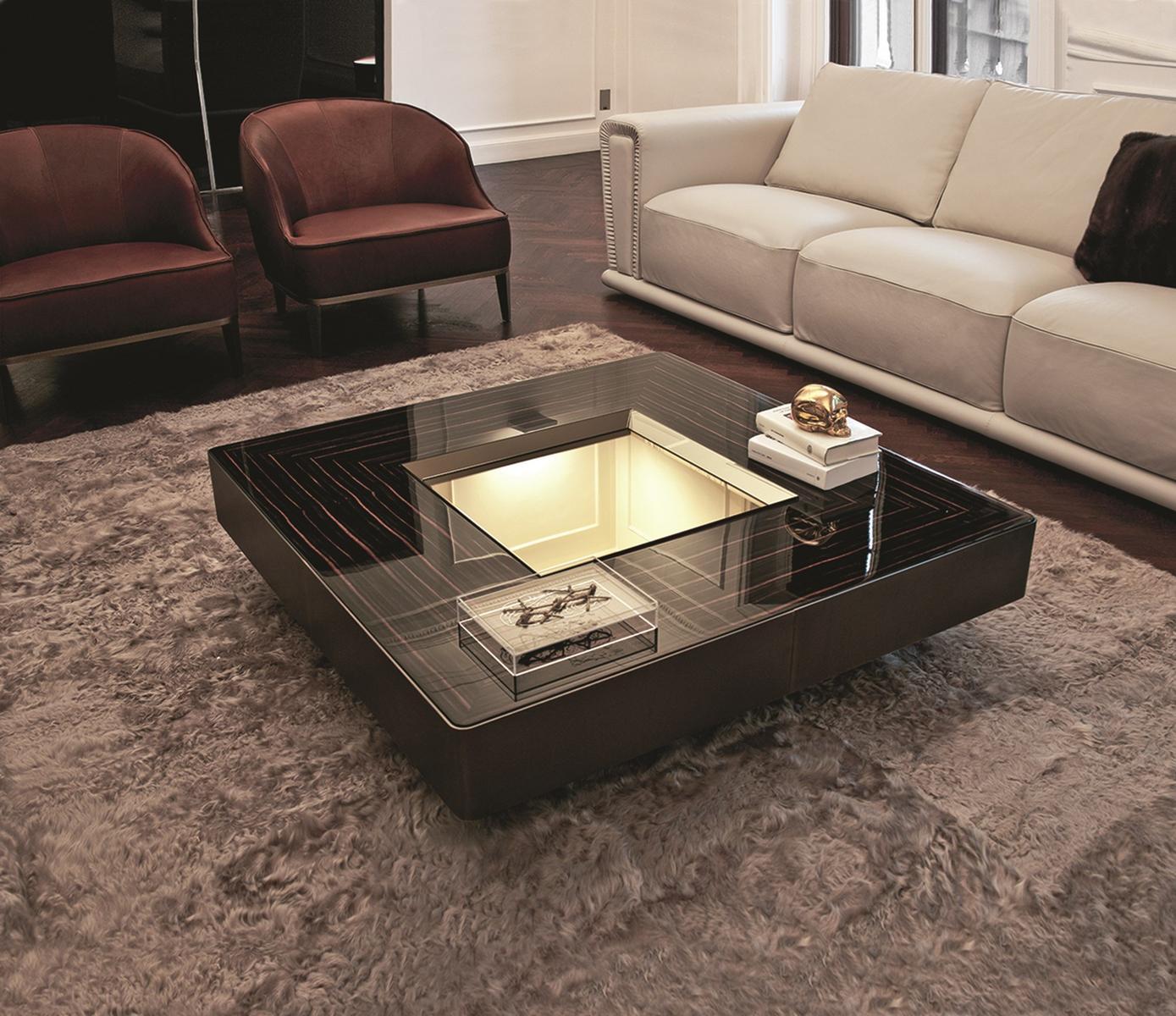 LORD Square leather coffee table