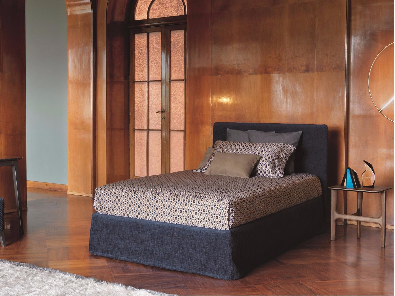 NOTTURNO SHABBY CHIC Fabric single bed with upholstered headboard