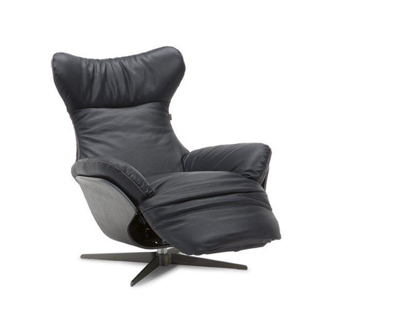 ILIA Recliner leather armchair with footstool