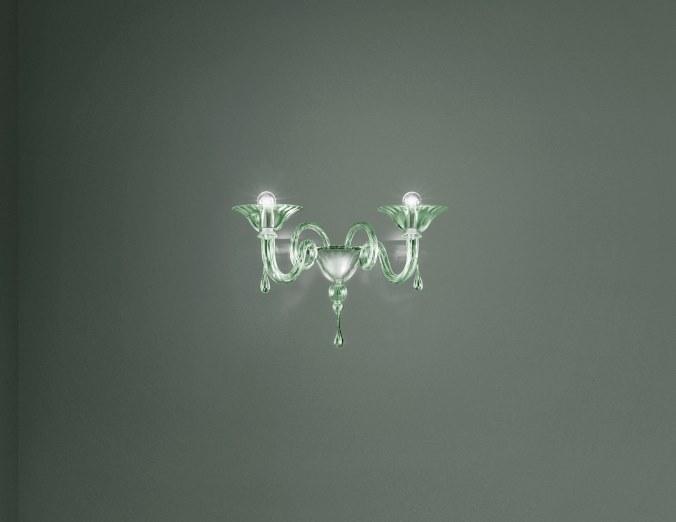 DOLFIN Blown glass wall lamp with crystals