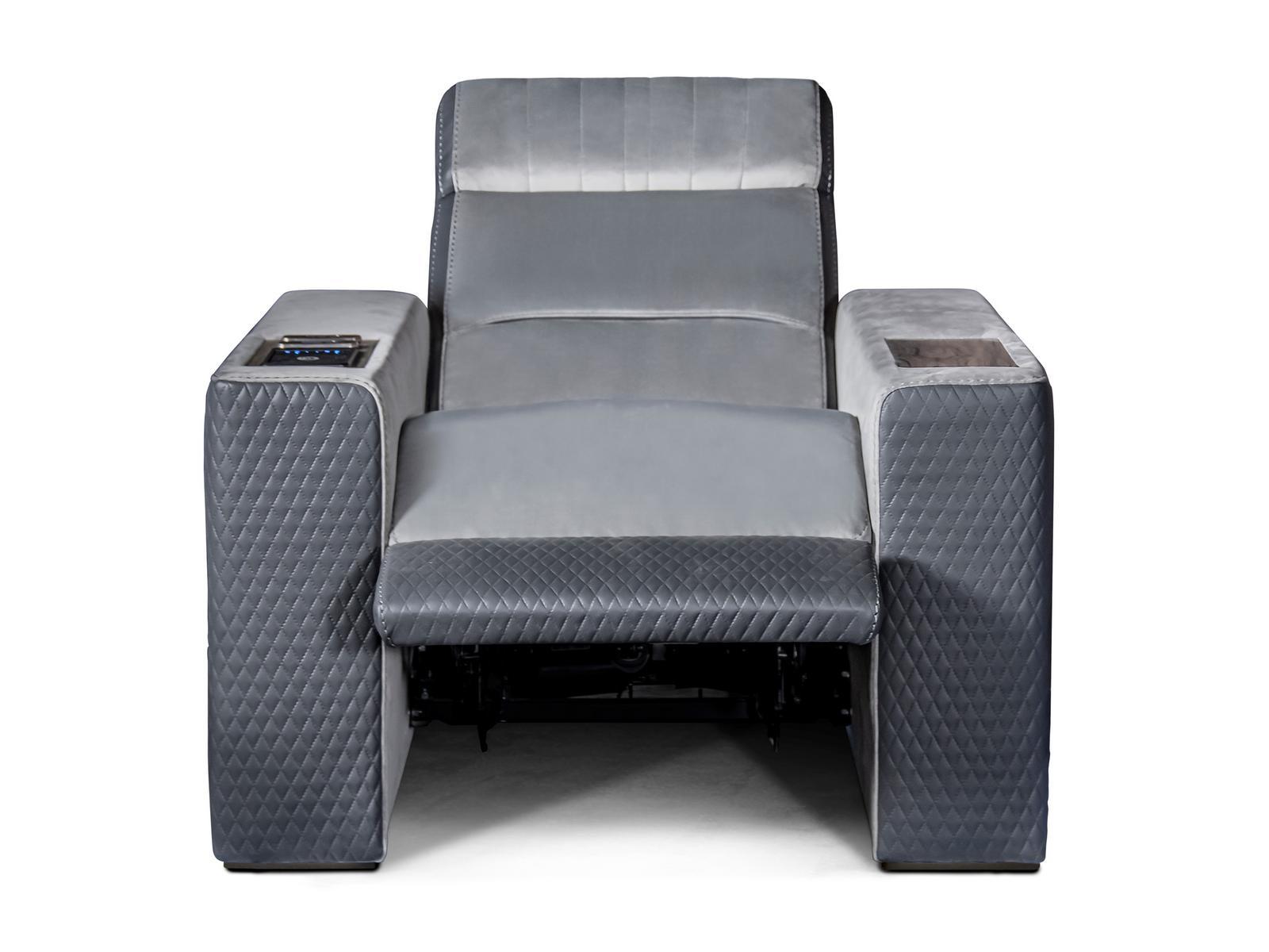 DUSTIN Home Theater velvet and leather armchair