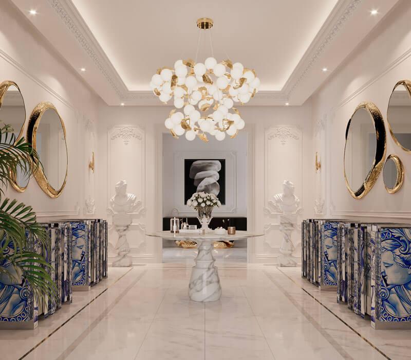 HERA ROUND Brass and frosted glass pendant lamp