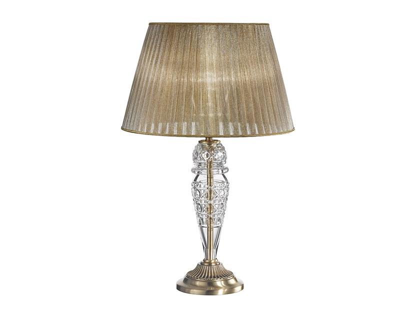 GIOTTO 1898/L-C Antique Brass table lamp with crystal and shade