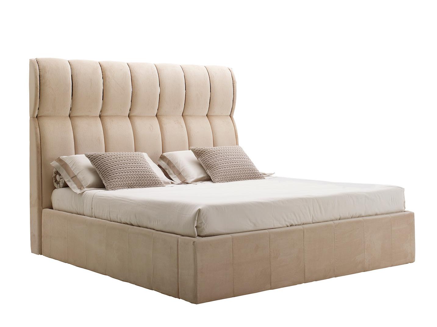 INES Double bed with upholstered headboard