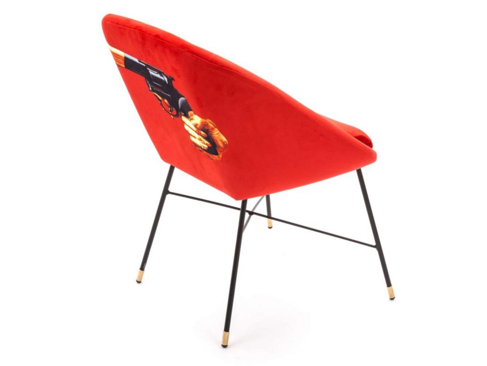 REVOLVER Upholstered fabric chair with armrests