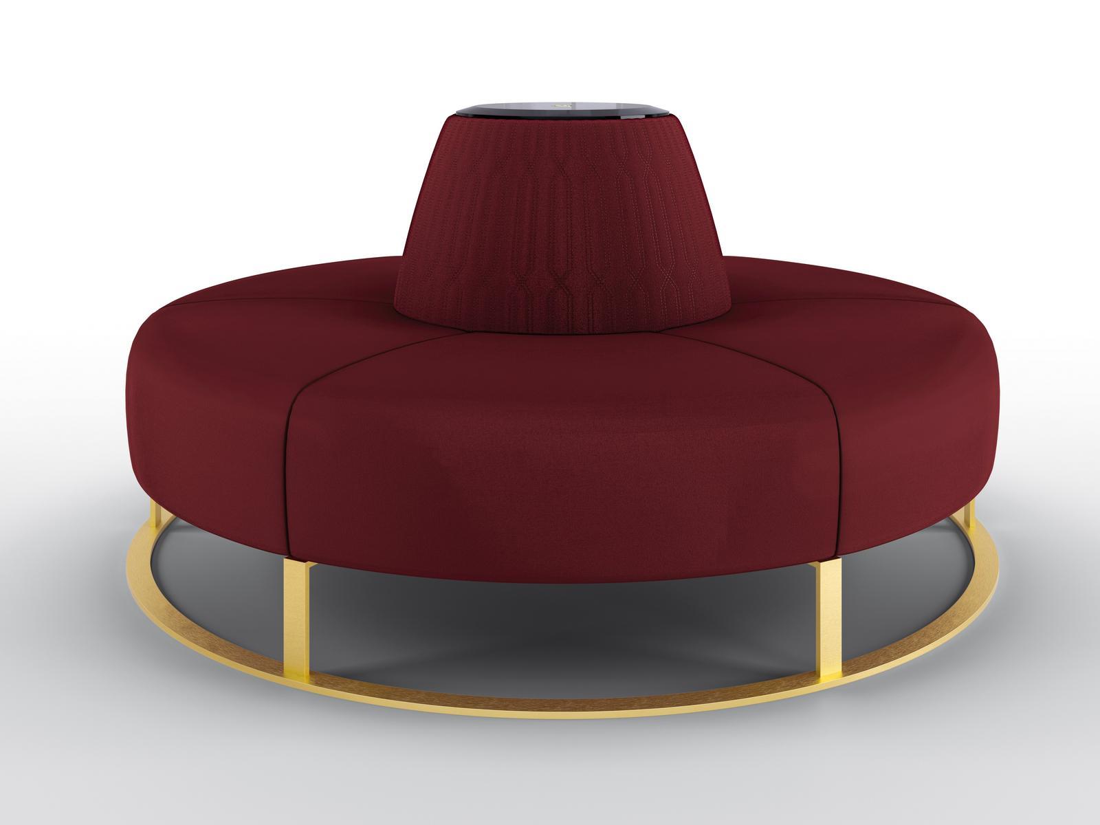 BLANCA Round upholstered velvet bench with back