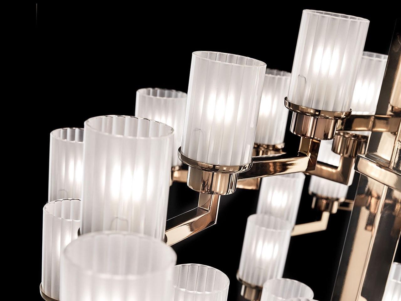 ARTÚ Metal and etched glass chandelier