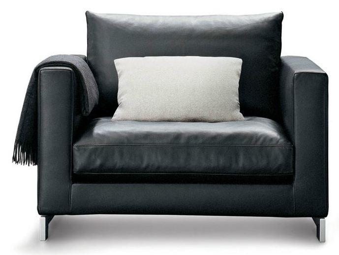 REVERSI Leather armchair with armrests