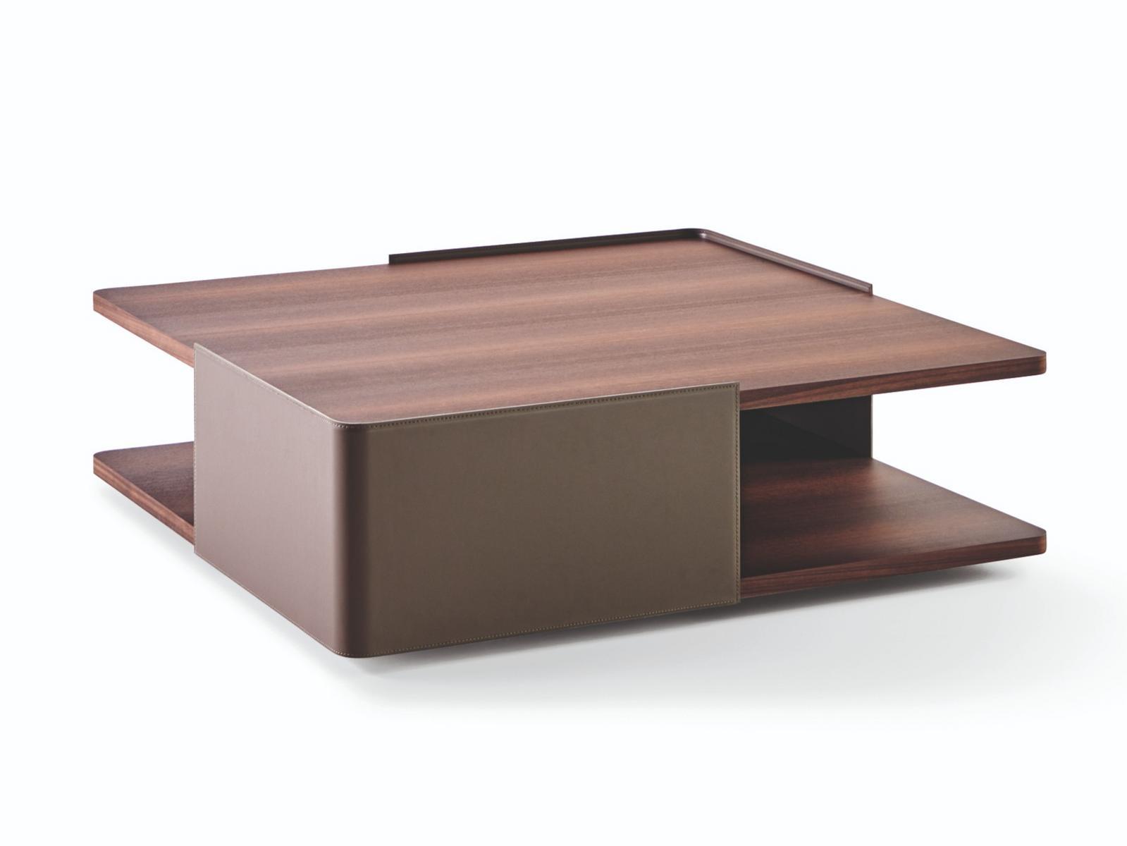 HUBERT Wooden coffee table with integrated magazine rack