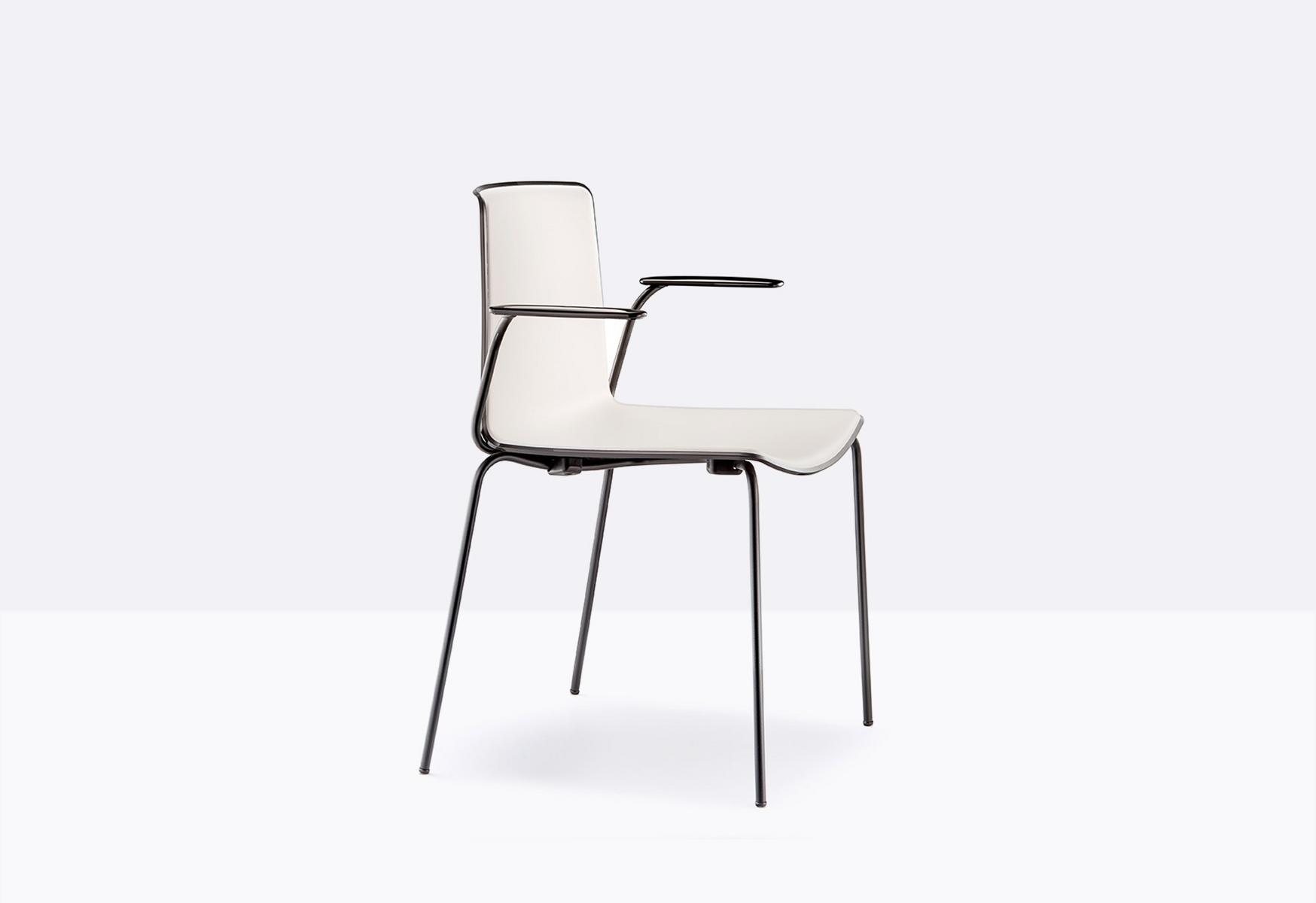 TWEET 895 Stackable plastic restaurant chair with armrests